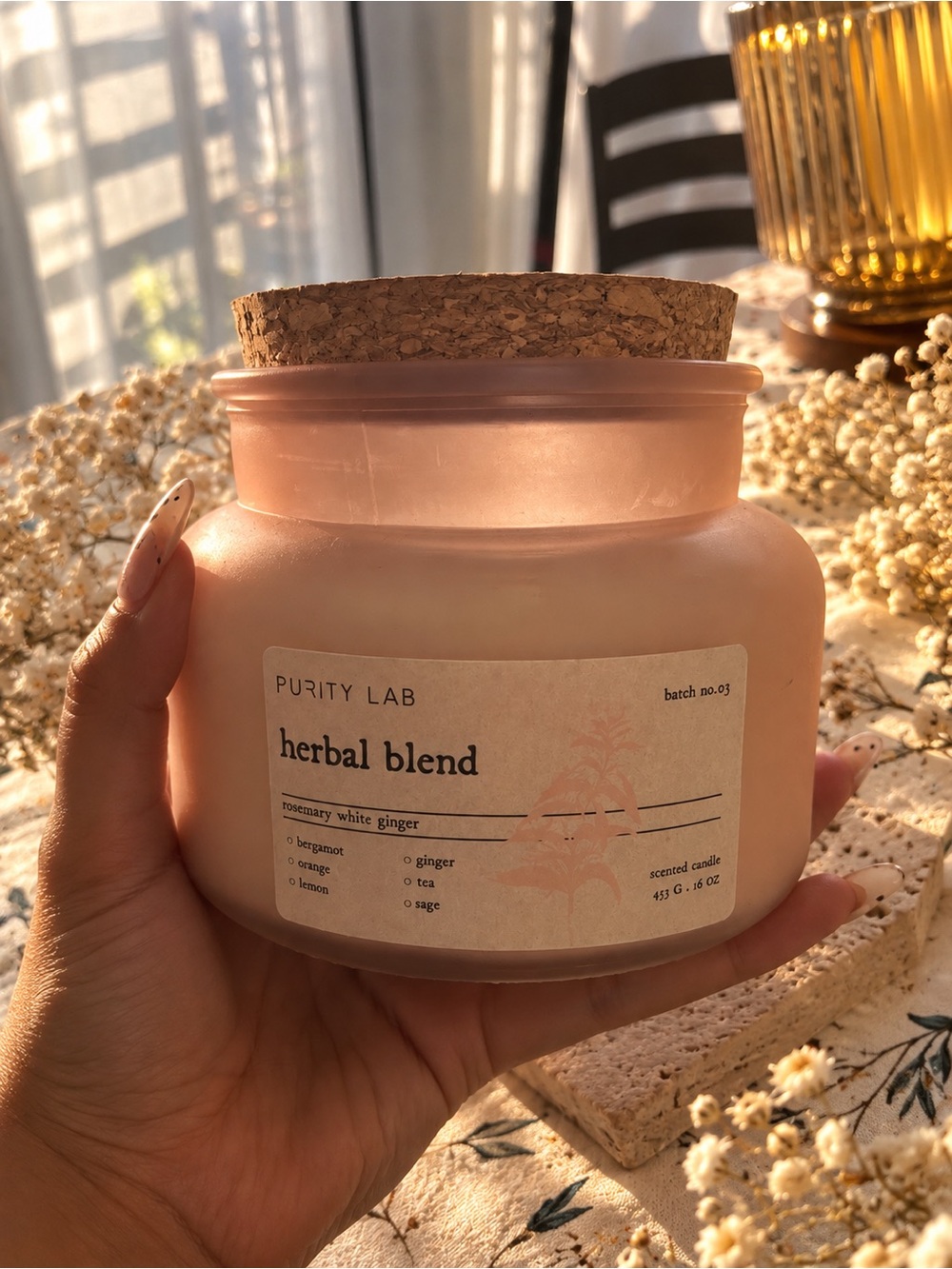 Purity Lab Herbal Blend Rosemary + White Ginger Candle 16 oz 🌿🕯️